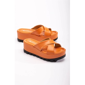 Moda Trend Дамски чехли с цяла подметка - Оранжеви #370718 (370718_Оранжев)