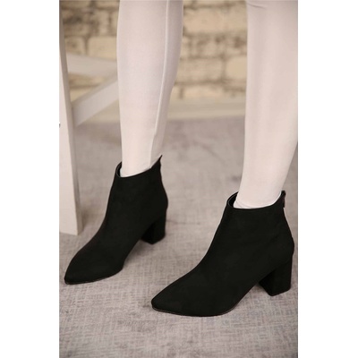 Moda Trend Дамски боти от велур - Черни 298517 (298517_Черно)