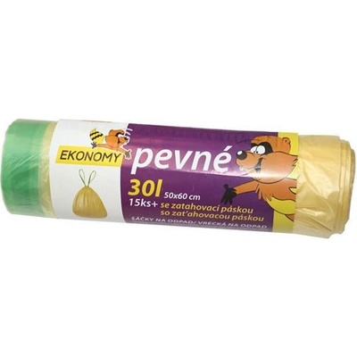 Sáček KOŠ ZATAHOVACÍ - 30 l žlutý - HDPE po 15 ks