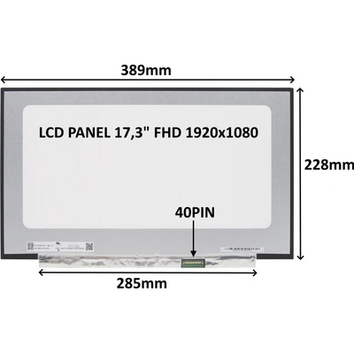 SIL LCD PANEL 17,3" FHD 1920x1080 40PIN MATNÝ IPS 144HZ / BEZ ÚCHYTŮ 77030549