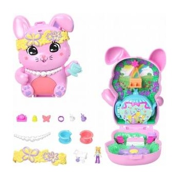 Mattel Polly Pocket Bunny Tea Party Compact Set 1 small doll, 2 bunny figures and accessories JCR40 MATTEL