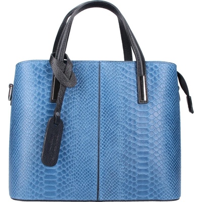 Borse in Pelle kožená dámska kabelka do ruky v kroko designu Merle džínsovo modrá