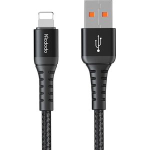 Mcdodo Кабел за данни - Mcdodo (CA-2261) - USB → Lightning, найлон оплетка, алуминий, 3A, 1m - Черен