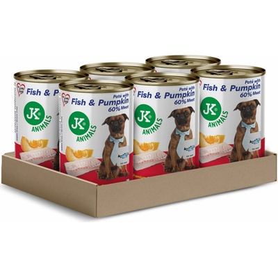 JK ANIMALS Adult Premium Paté Fish & Pumpkin with Chunks 6 x 400 g