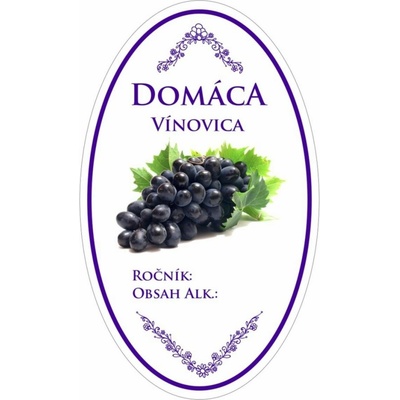 Samolepka na fľašu VÍNOVICA domáca ovál fialová, 16ks etikiet