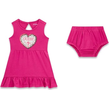 Guess Цикламена памучна рокля за бебе момиче със сърце Guess