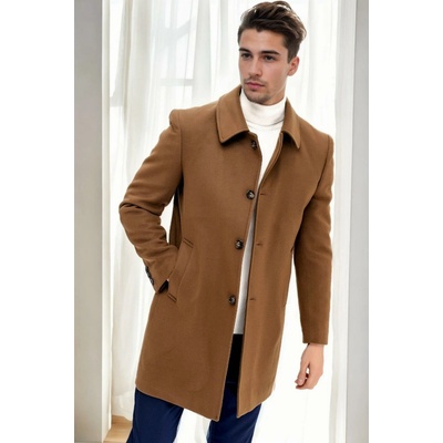 Dewberry PLT9364 MEN'S COAT-CAMEL biela hnedá