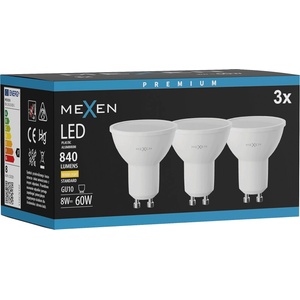 Mexen Nova 3x LED крушка GU10, 8W, Топла - 3000K, 840 lm - L108-GU10-0830-01x03 (L108-GU10-0830-01x03)