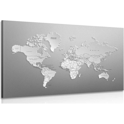 Obraz černobílá mapa světa v originálním provedení - 60x40