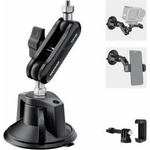 NEEWER suction cup mobile phone holder and camera mount compatible with GoPro DJI Insta360 iPhone, car smartphone mount with action cam adapter, 360° magic arm for POV windscreen vlogging CA158