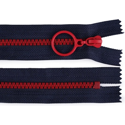 Kostěný zip barevný No 5 délka 15 cm s ozdobným jezdcem, malé, 10 (330) modrá tmavá červená