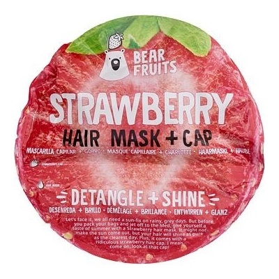 Bear Fruits Strawberry Hair Mask + Cap 20 ml sada maska na vlasy Strawberry Hair Mask 20 ml + čepice na vlasy