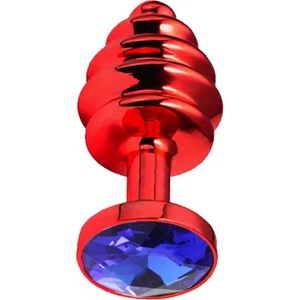 Sensual Метално дилдо Butt Plug с оребрение "RED HONEY BLUE" 7 см. Размер - S