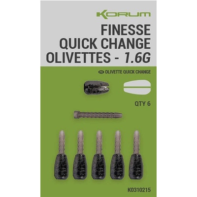 Korum Zátěž Finesse Quick-Change Olivettes 2g 6ks