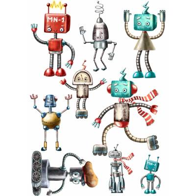 DTF nažehľovačka DTF transfer/nažehľovačka Roboti Nálepka - výška: A5