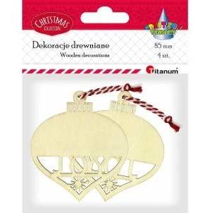 TITANUM Wooden Christmas balls pendants 4pcs
