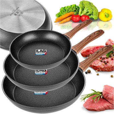 Sada 3 nepřilnavých pánví NON-STICK PLNÁ INDUKCE 20/24/26 cm