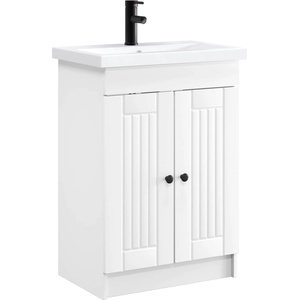 vidaXL Комплект мебели за баня Бяло 56 x 37, 5 x 81 см (3404184)