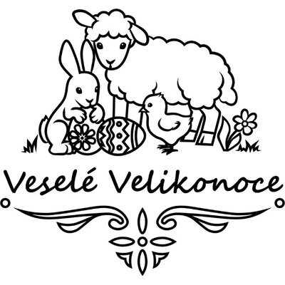 Velikonoční nažehlovací motiv Velikost: S, Vzor: 1, Barva potisku: černá