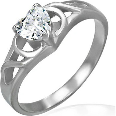 Šperky eshop zásnubní prsten čiré zirkonové srdce ornamenty D4.13