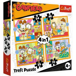 Trefl Puzzle 4v1 Гарфийлд обожава лазаня (34673)