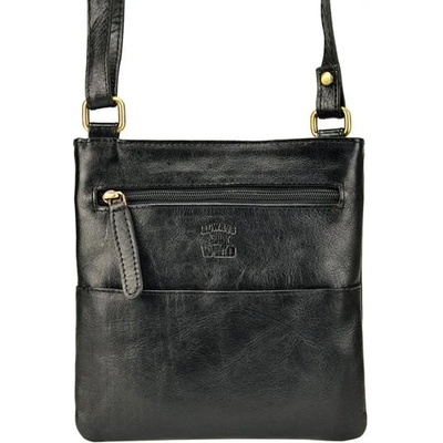 Always Wild černá dvousekční kožená Crossbody taška se žralokem 108 CBH