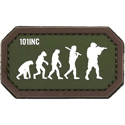 101INC Nášivka AIRSOFT EVOLUTION velcro 3D PVC ZELENÁ/HNEDÁ