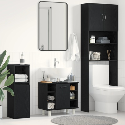 vidaXL Шкаф за баня Черния дъб 60 x 32 x 54 см Инженерна дървесина (862514)