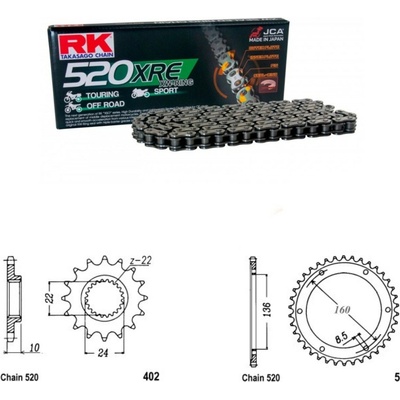 RK Racing Chain Řetězová sada Aprilia 650 Pegaso Tuscany Tibet 04