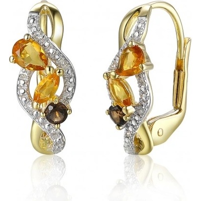 Gems Diamantové náušnice Astrid kombinované zlato s citríny a záhnědou 3834747-5-0-80