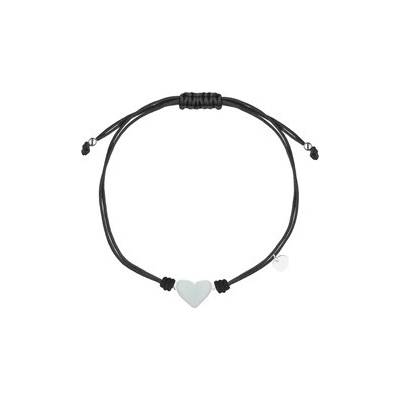 Nubis černý náramek se stříbrným srdíčkem IT0019-K
