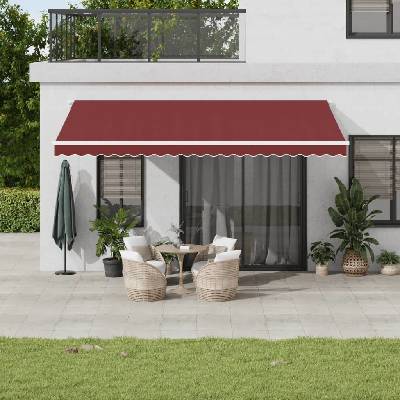 Petrashop Ručně zatahovací markýza s LED burgundská 500 x 350 cm Červená