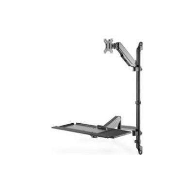 DIGITUS pracovní stanice pro sezení/stání, nástěnný držák, jeden monitor, černý max. 8kg (DA-90372)