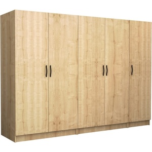 TopMebel Петкрилен гардероб Victoria TopMebel от меламин в цвят дъб 250x60x181cm - topmebel - 932,40 лв
