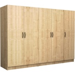 TopMebel Петкрилен гардероб Victoria TopMebel от меламин в цвят дъб 250x60x181cm - topmebel - 994,56 лв