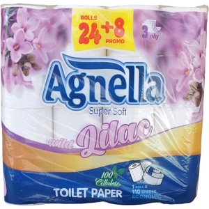  Agnela тоалетна хартия, 32 броя х 60гр , Люляк