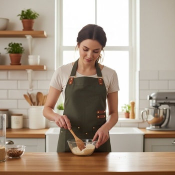 Престилка за готвене в цвят зелено каки