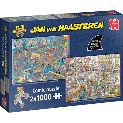 Jumbo - Puzzle 2x1000 Jan Van Haasteren Renovation Project & DIY Shop - 1 000 piese