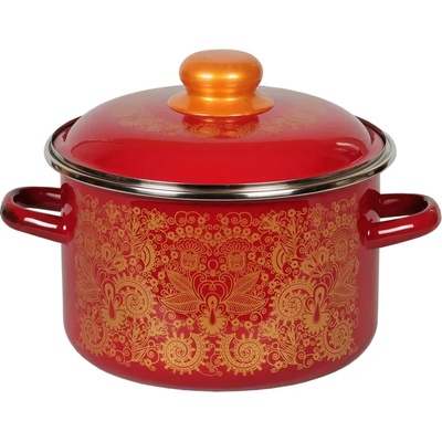 Сталь Эмаль Р-Тенджера 5, 5lt "Узор" ЧЕРВЕНА 22cm (8RD221M) (0129161)
