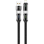 DeTech Кабел за данни DeTech DE-55UCI, 4в1 USB-Lightning/Type-C Type-C - Type-C Type-C - Lightning, 1.0m, Черен - 40536