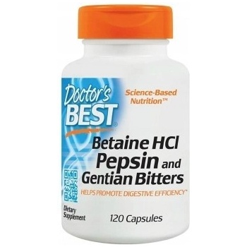 Doctor's Best Betaine HCl + Pepsin & Gentian Bitters hořec 120 kapslí