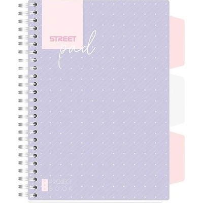 STREET Спирална тетрадка на каре STREET Pad A/5 100 листа с регистър лилави точки 67164 (67164)