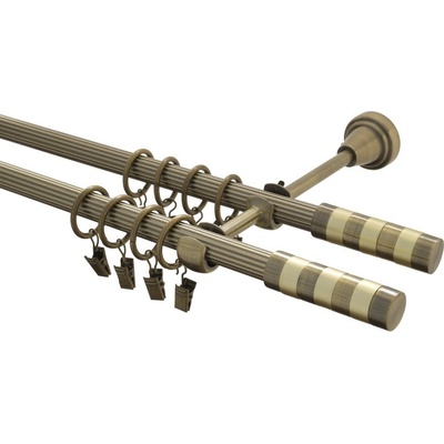 GARNÝŽE-HEBR Garnýž rýhovaná Sigma double mosaz dvojitá 190 cm