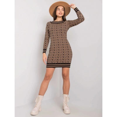 Dámske vzorované priliehavé šaty TW-SK-BI-ZS5218.50 camel