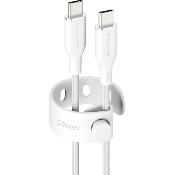 empower by PanzerGlass® Data кабел empower by PanzerGlass Racing USB-C to USB-C Cable 240W USB 2.0, 2m - Silver White