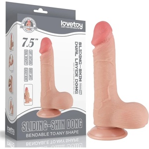  Пенис дилдо с тестиси, плъзнете кожата му, 19, 5см. - Sliding Skin Flesh 4 (LVTOY00720)