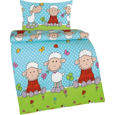 Bellatex krepové obliečky do postieľky Agáta Ovečka modrá 90 x 135 cm 45 x 60 cm