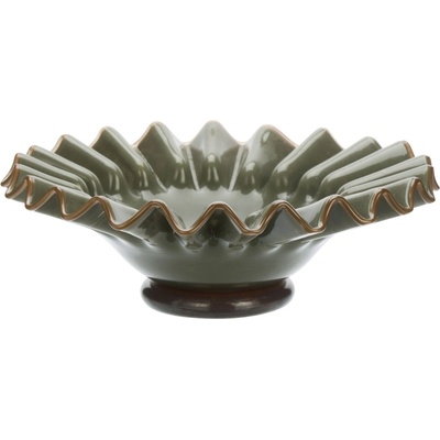 MADAM STOLTZ Dekorativní skleněná mísa Green Brown sklo zelená 23 cm