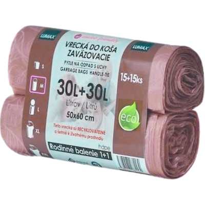 Lumax zaväzovacie hnedé HDPE 30 l 2x15 ks 14 μm