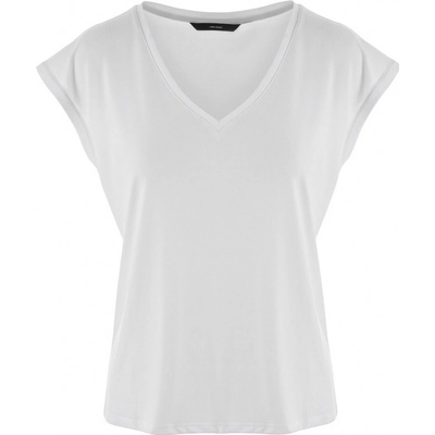 Vero Moda TRIČKO S VÝSTŘIHEM BÍLÉ